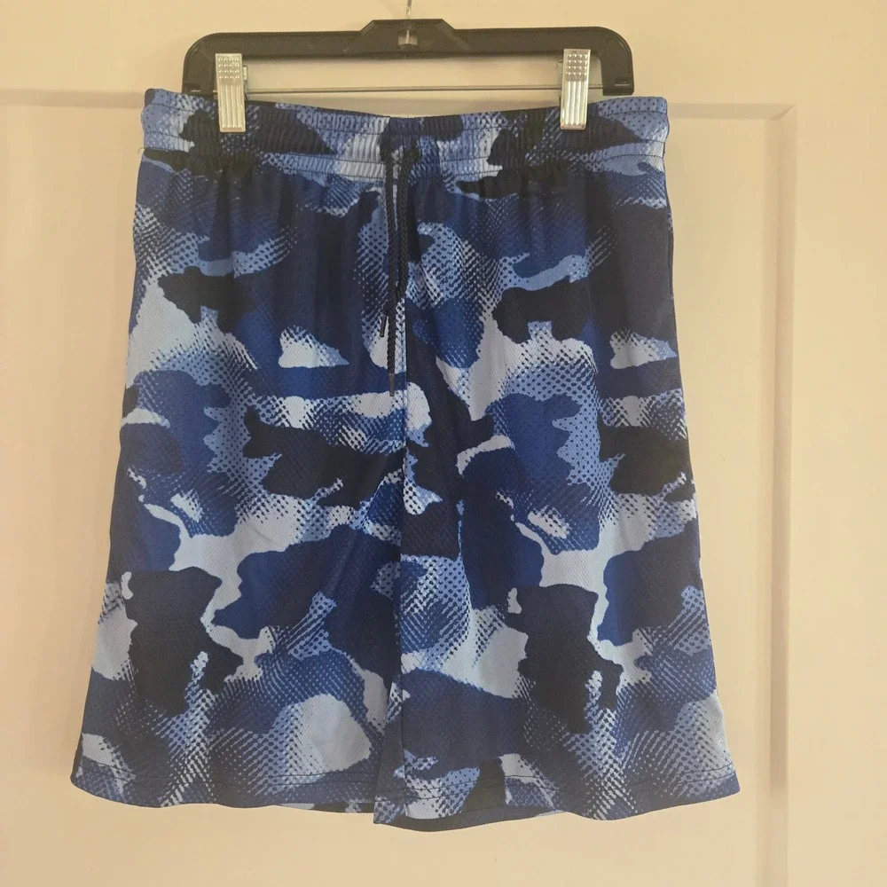 The Childrens Place Shorts Boys 16 ‎ XXL Blue Camo Active Mesh Drawstring